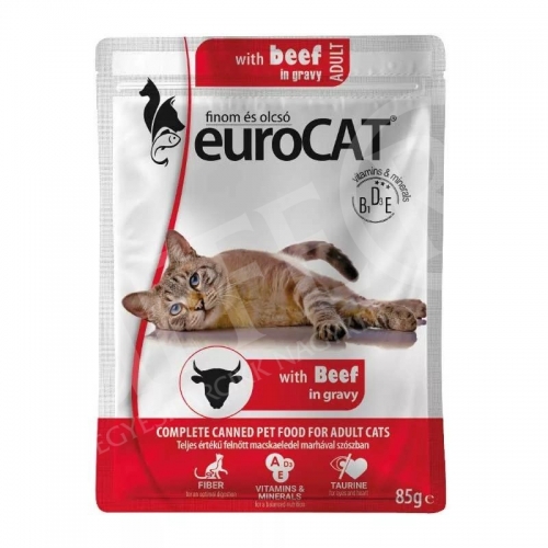 Macska eledel alutasakos Eurocat Pouch 85 gr marhahúsos