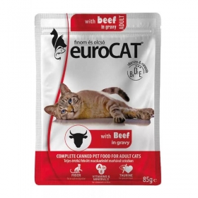 Macska eledel alutasakos Eurocat Pouch 85 gr marhahúsos