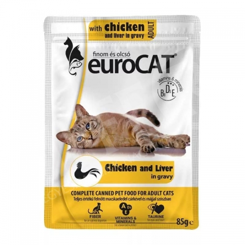 Macska eledel alutasakos Eurocat Pouch 85 gr csirkemájas