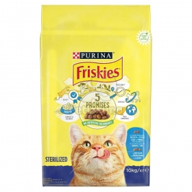 Száraz macska eledel 10kg lazac+ zöldség Friskies Steril